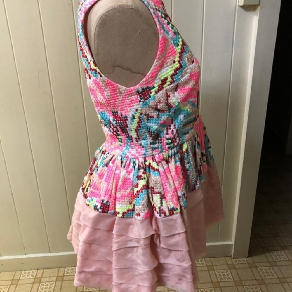 ANTHROPOLOGIE sz 4 DAKSHA Pink Embroidered Peplum - Picture 4 of 8